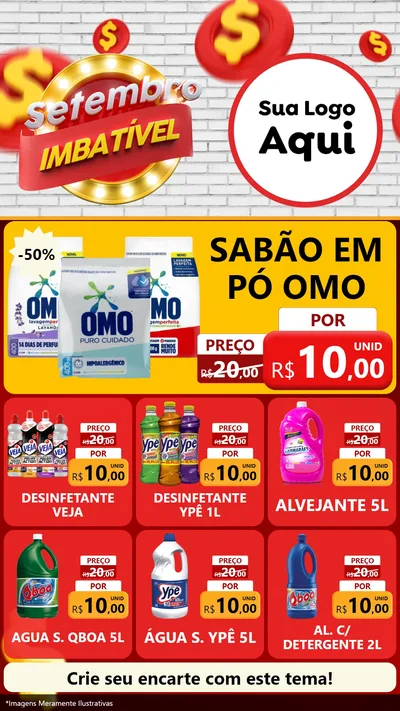 Modelo de Rede Social para Stories com o tema Setembro Imbatível para Produtos de Limpeza