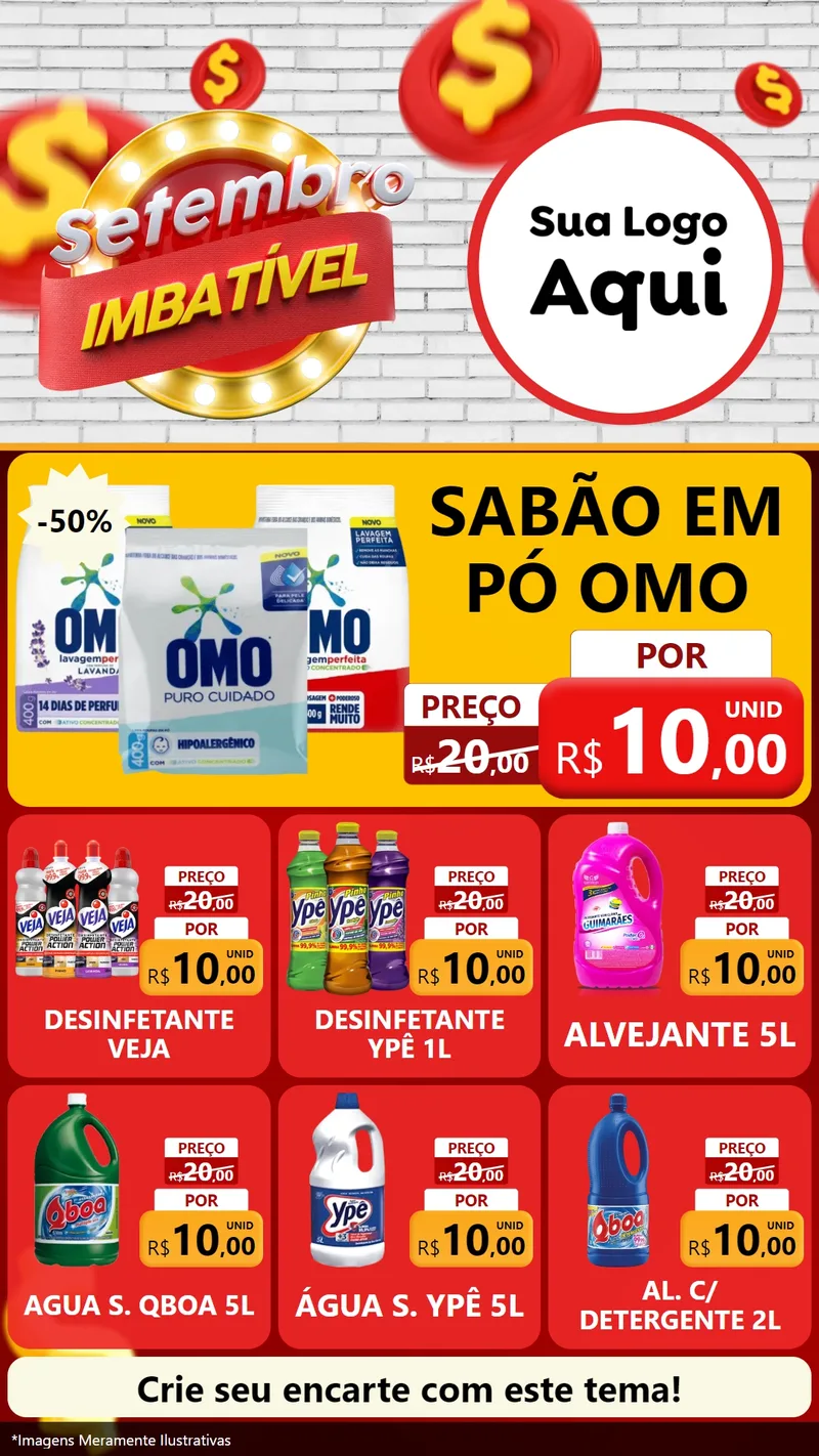 Modelo de Rede Social para Stories com o tema Setembro Imbatível para Produtos de Limpeza
