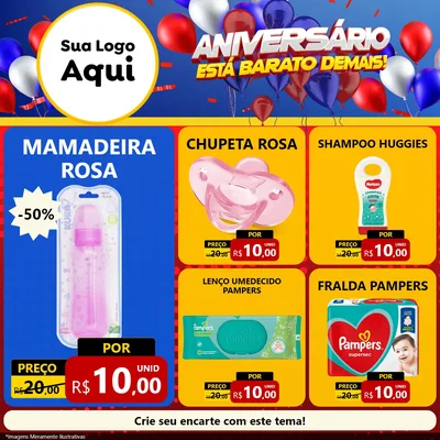 Modelo de Rede Social para Feed Facebook com o tema Aniversário para Bebês