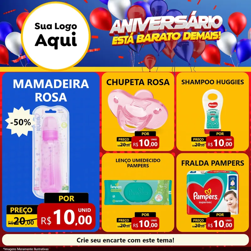 Modelo de Rede Social para Feed Facebook com o tema Aniversário para Bebês