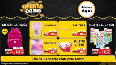 Modelo de TV para TV Horizontal com o tema Oferta Do Dia para Papelaria