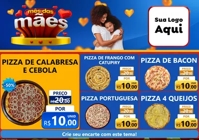 Modelo de Encarte para Encarte A4 Horizontal com o tema Mês das Mães para Pizzaria