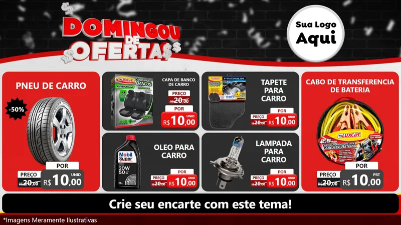 Modelo de TV para TV Horizontal com o tema Domingou de Ofertas para Auto peças