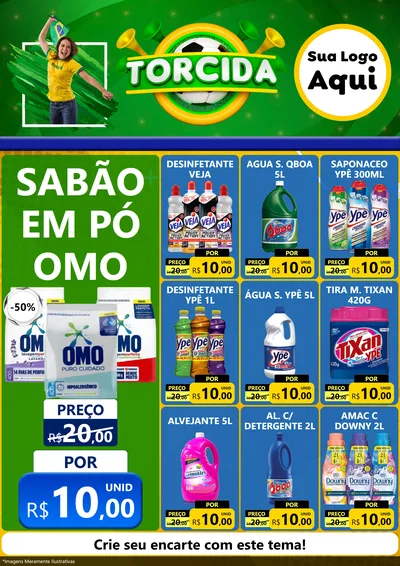 Modelo de Encarte para Encarte A4 Vertical com o tema Torcida para Produtos de Limpeza