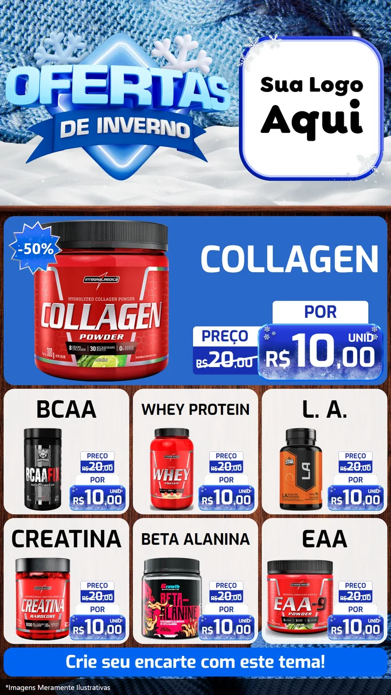 Modelo de Rede Social para Stories com o tema Ofertas de Inverno para Suplementos alimentares