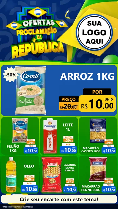 Modelo de Rede Social para Stories com o tema Ofertas Proclamação da República para Supermercado
