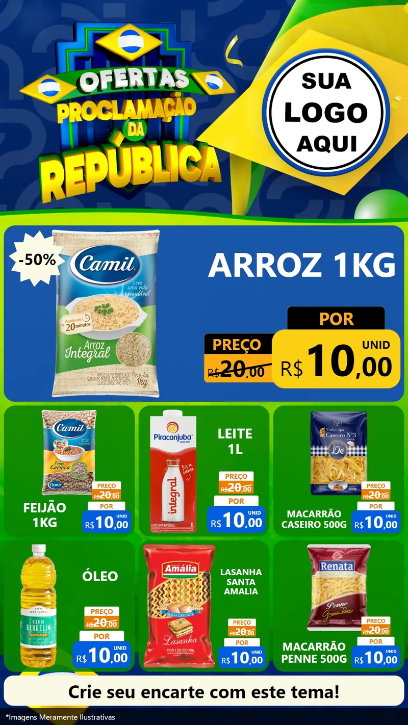 Modelo de Rede Social para Stories com o tema Ofertas Proclamação da República para Supermercado