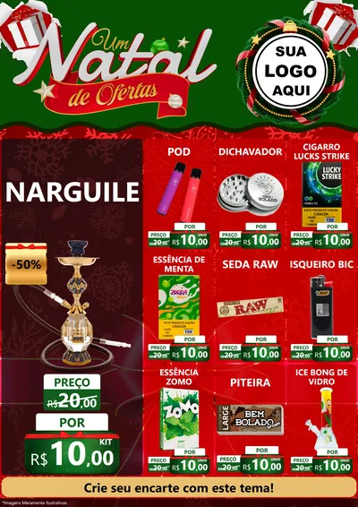 Modelo de Encarte para Encarte A4 Vertical com o tema Um Natal de Ofertas para Tabacaria