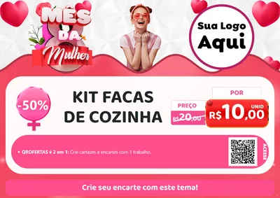 Modelo de Cartaz para Cartaz A4 Horizontal com o tema Mês da Mulher para Utilidades Domésticas