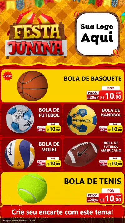 Modelo de TV para TV Vertical com o tema Festa Junina para Artigos Esportivos