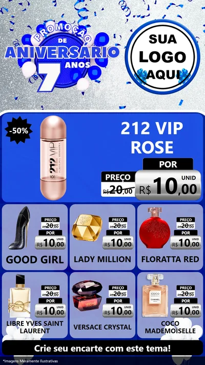 Modelo de Rede Social para Stories com o tema Promoção de Aniversário - 7 Anos para Perfumes