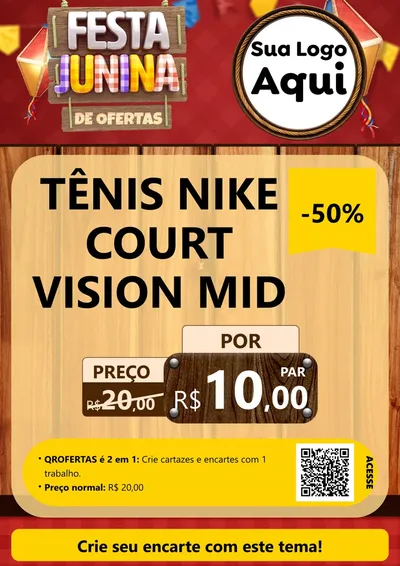 Modelo de Cartaz para Cartaz A4 Vertical com o tema Festa Junina de Ofertas para Calçados