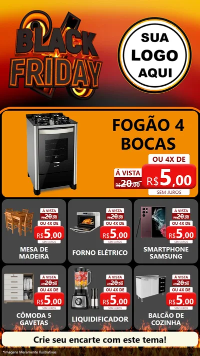 Modelo de Rede Social para Stories com o tema Black Friday para Móveis e Eletro