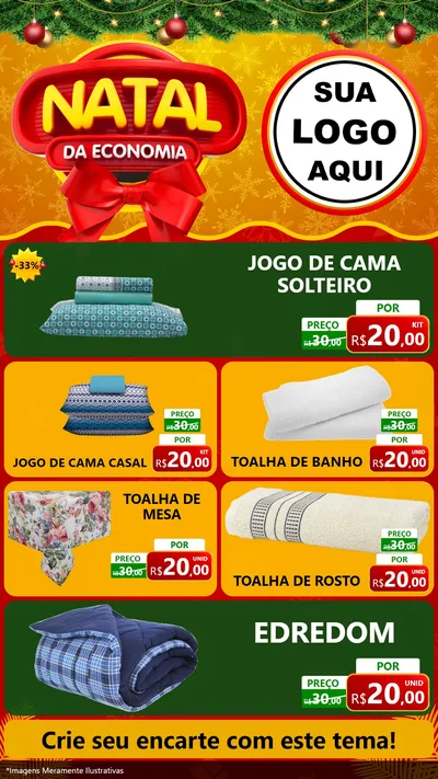 Modelo de TV para TV Vertical com o tema Natal da Economia para Cama, Mesa e Banho