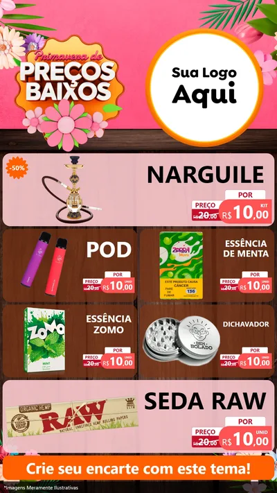 Modelo de TV para TV Vertical com o tema Primavera de Preços Baixos para Tabacaria