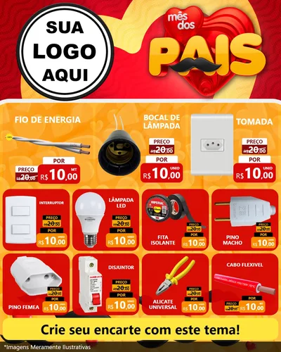 Modelo de Rede Social para Feed Instagram com o tema Mês Dos Pais para Materiais Elétricos