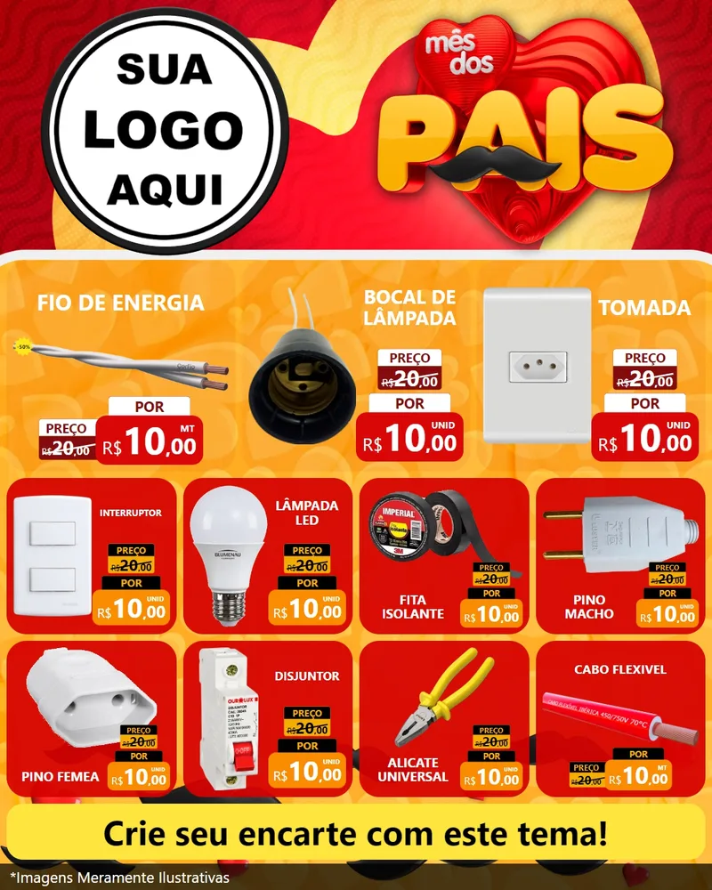Modelo de Rede Social para Feed Instagram com o tema Mês Dos Pais para Materiais Elétricos