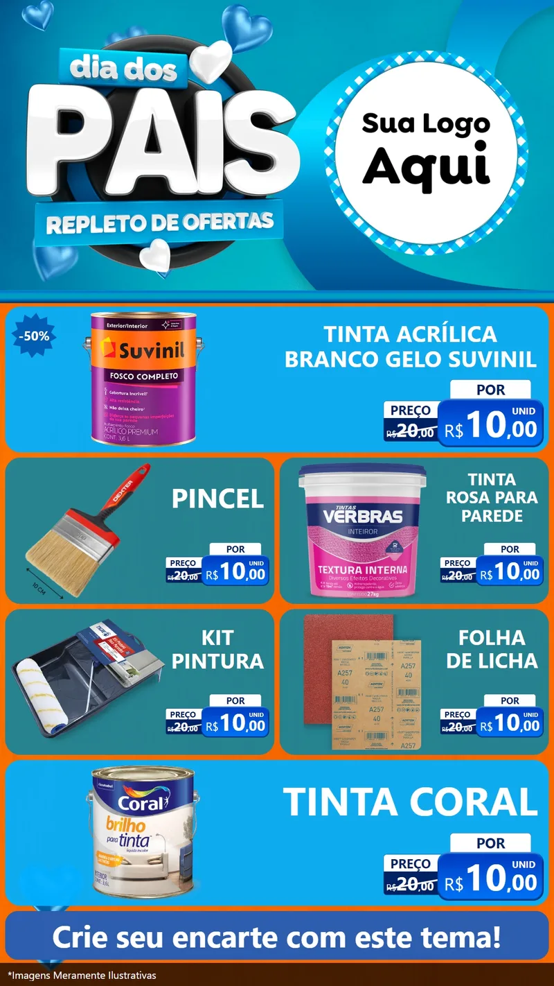 Modelo de TV para TV Vertical com o tema Dia Dos Pais Repleto de Ofertas para Tintas e Ferramentas
