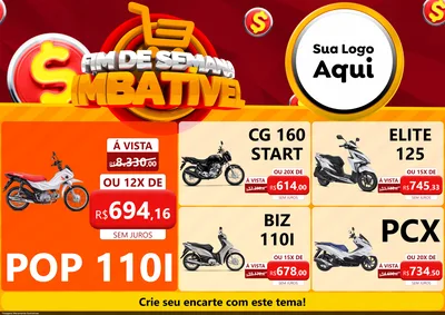 Modelo de Encarte para Encarte A4 Horizontal com o tema Fim de Semana Imbatível para Concessionaria de Motos