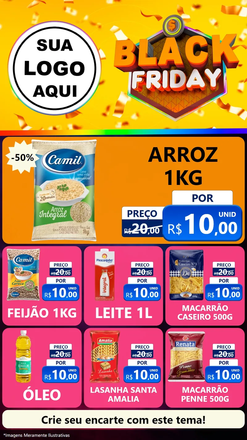 Modelo de Rede Social para Stories com o tema Black Friday para Supermercado