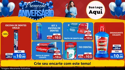 Modelo de TV para TV Horizontal com o tema Promoção de Aniversário para Higiene Pessoal
