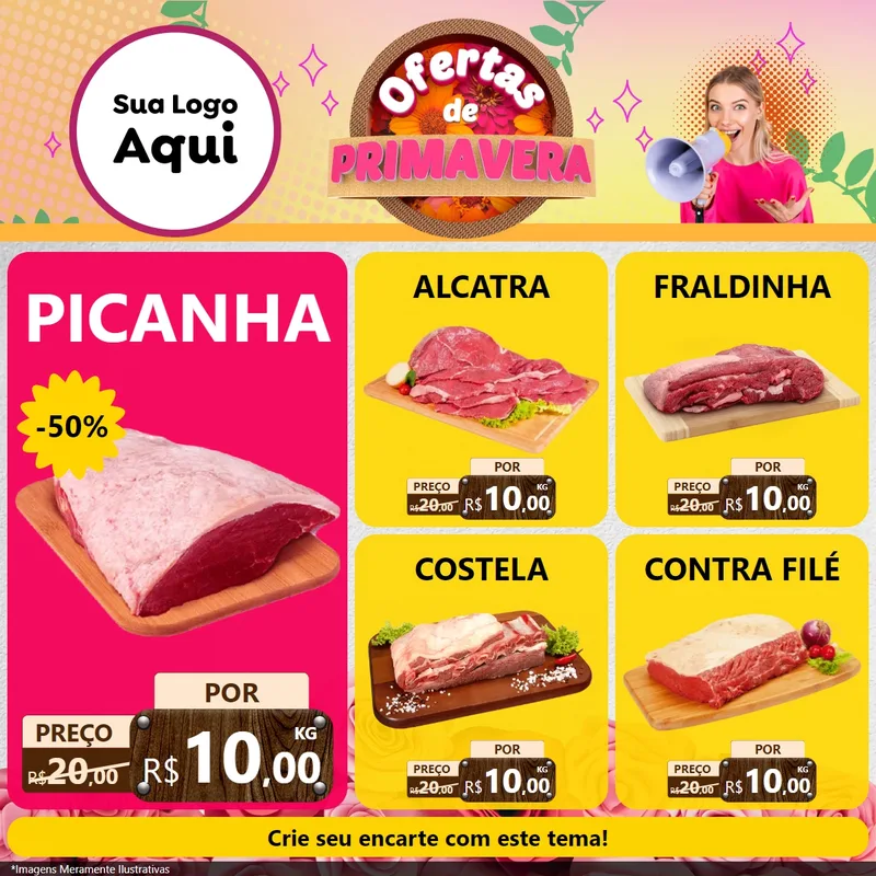 Modelo de Rede Social para Feed Facebook com o tema Ofertas de Primavera para Açougue