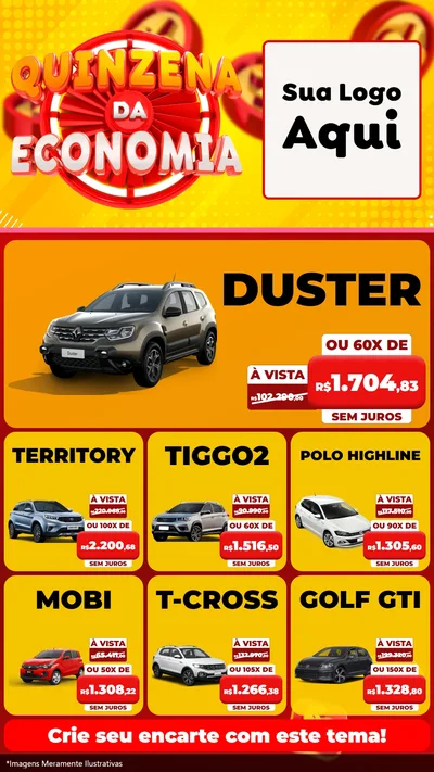 Modelo de Rede Social para Stories com o tema Quinzena Da Economia para Concessionaria de Carros