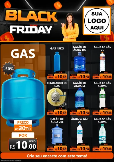 Modelo de Encarte para Encarte A4 Vertical com o tema Black Friday para Água e gás
