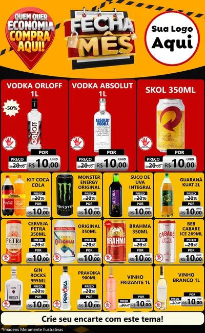 Modelo de Encarte para Encarte Grande com o tema Fecha Mês para Distribuidora de bebidas