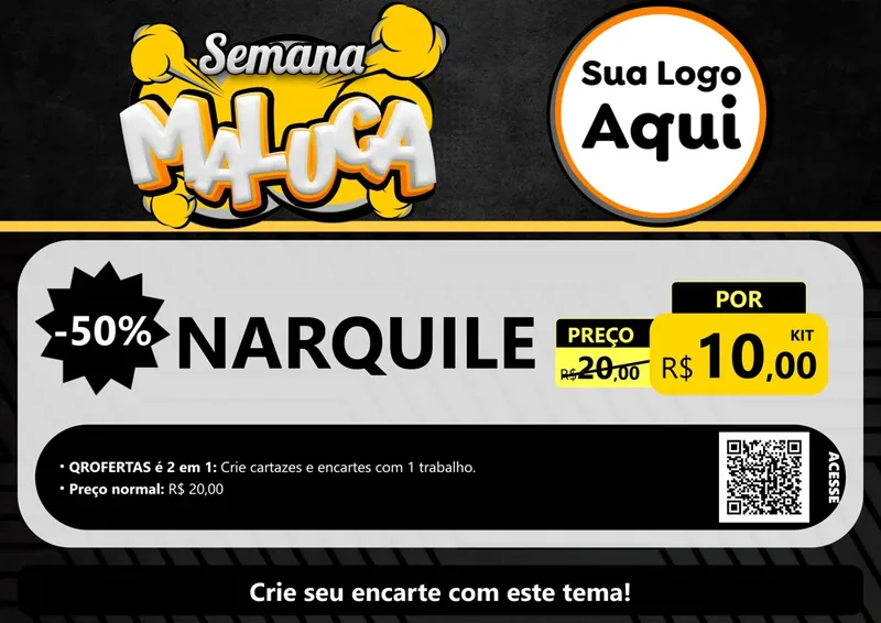 Modelo de Cartaz para Cartaz A4 Horizontal com o tema Semana Maluca para Tabacaria