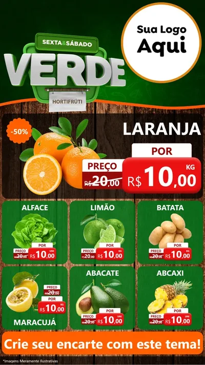 Modelo de Rede Social para Stories com o tema Sexta e Sábado Verde - Hortifruti para Hortifrúti