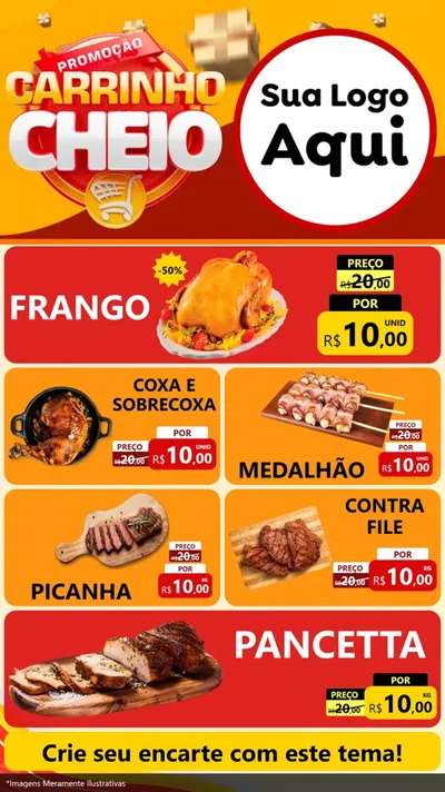 Modelo de TV para TV Vertical com o tema Promoção carrinho cheio para Assados