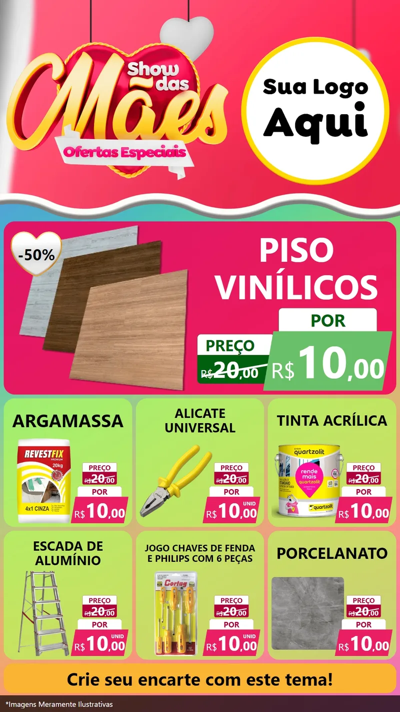 Modelo de Rede Social para Stories com o tema Show das Mães - Ofertas Especiais para Material para Construção