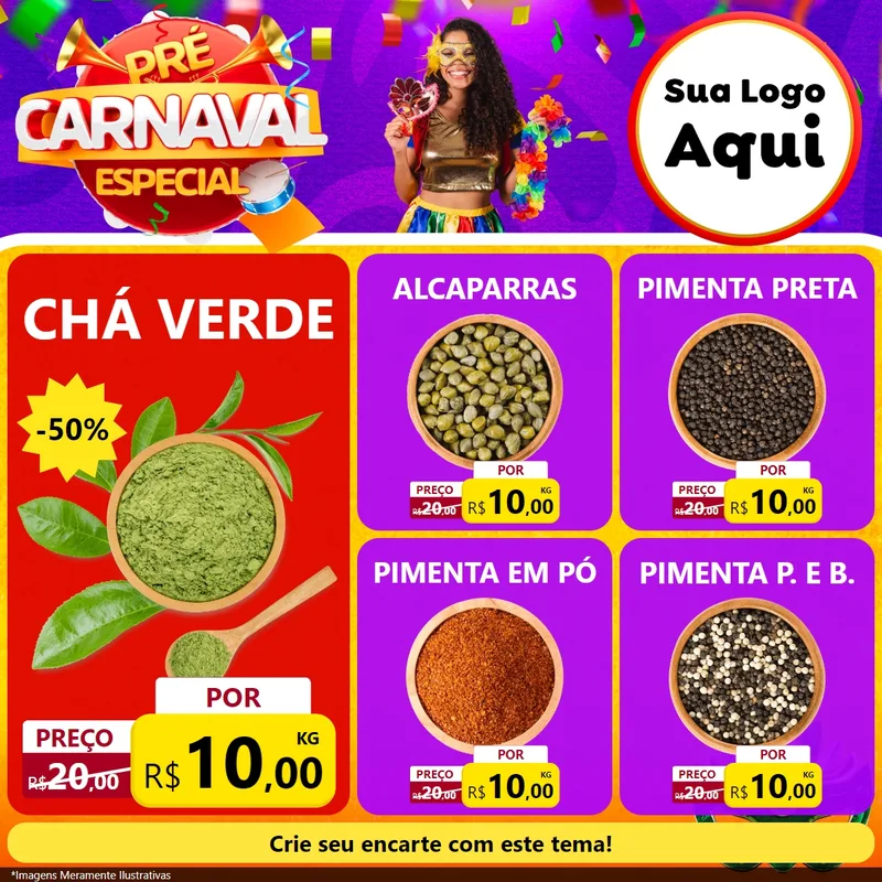 Modelo de Rede Social para Feed Facebook com o tema Pré-Carnaval Especial para Produtos Naturais