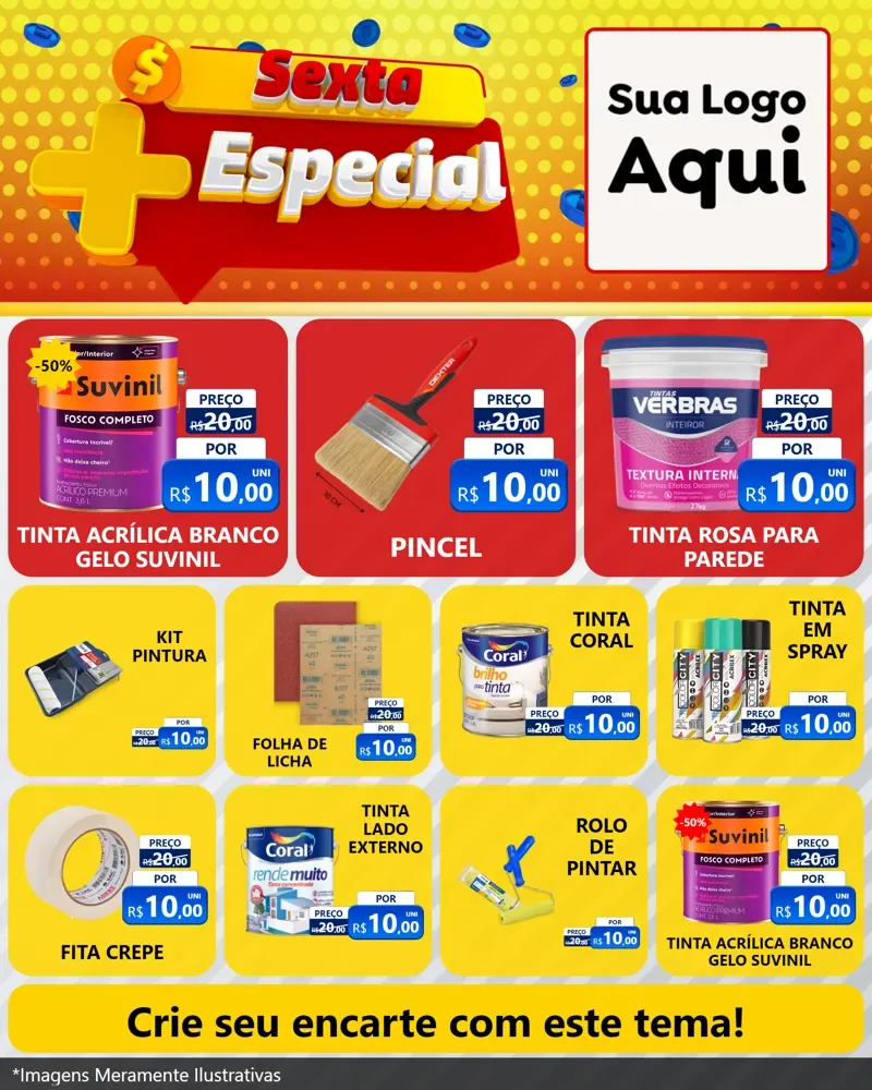Modelo de Rede Social para Feed Instagram com o tema Sexta Mais Especial para Tintas e Ferramentas