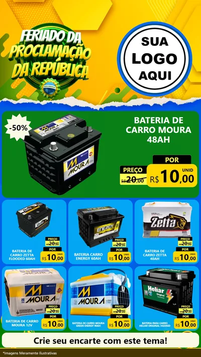 Modelo de Rede Social para Stories com o tema Feriado da Proclamação da República para Baterias Elétricas