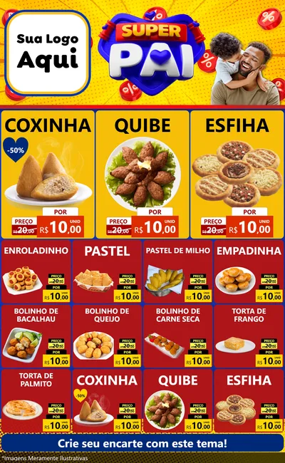 Modelo de Encarte para Encarte Grande com o tema Super Pai para Salgadaria