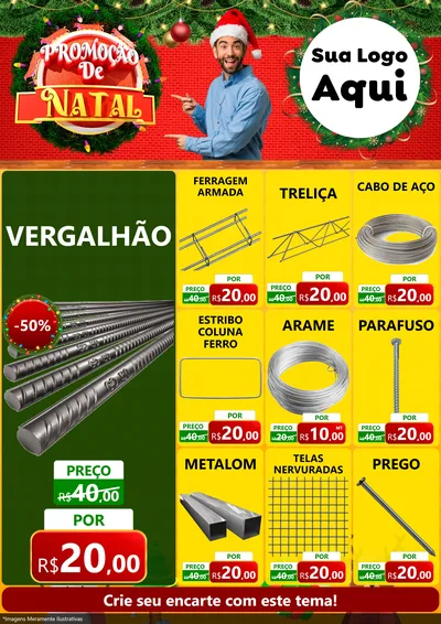 Modelo de Encarte para Encarte A4 Vertical com o tema Promoção de Natal para Ferragens