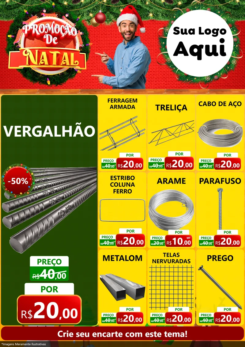 Modelo de Encarte para Encarte A4 Vertical com o tema Promoção de Natal para Ferragens