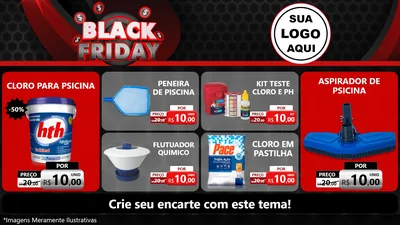 Modelo de TV para TV Horizontal com o tema Black Friday para Produtos para Piscina