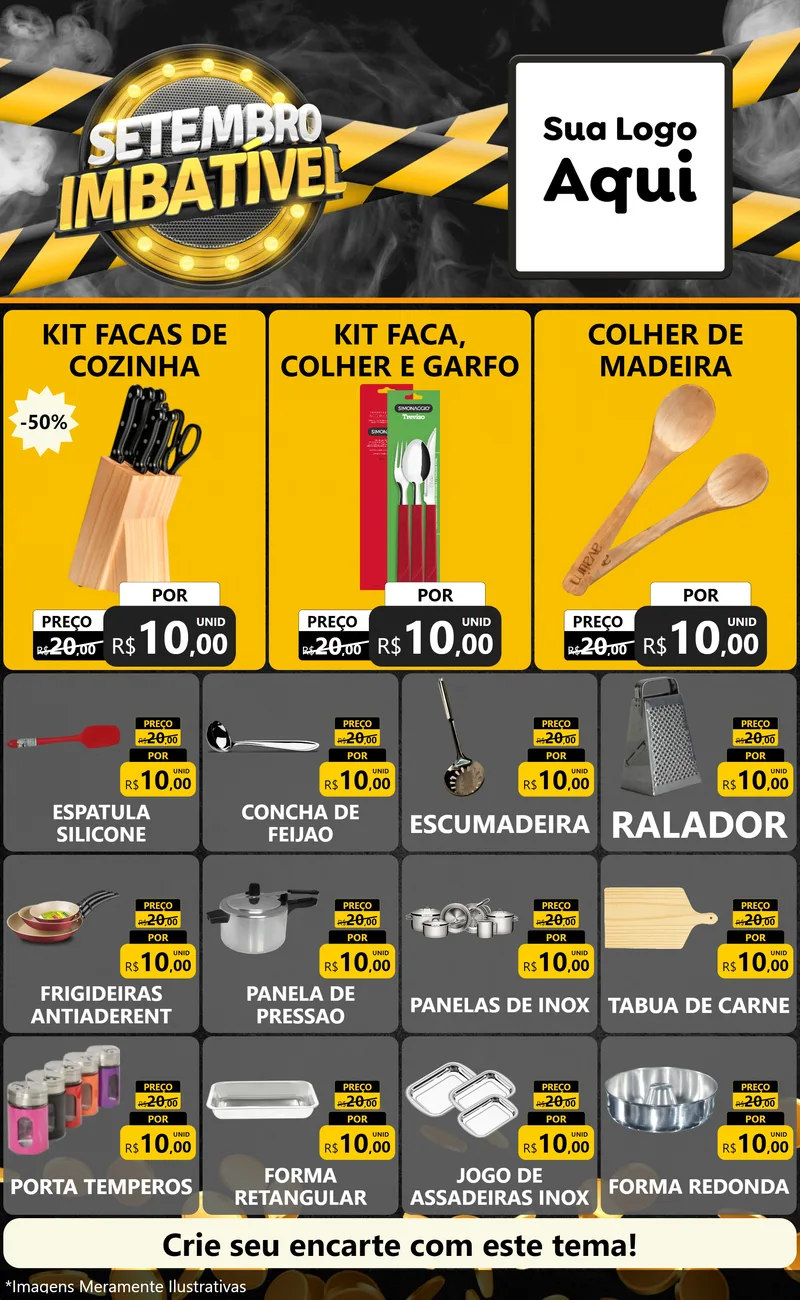 Modelo de Encarte para Encarte Grande com o tema Setembro Imbatível para Utilidades Domésticas