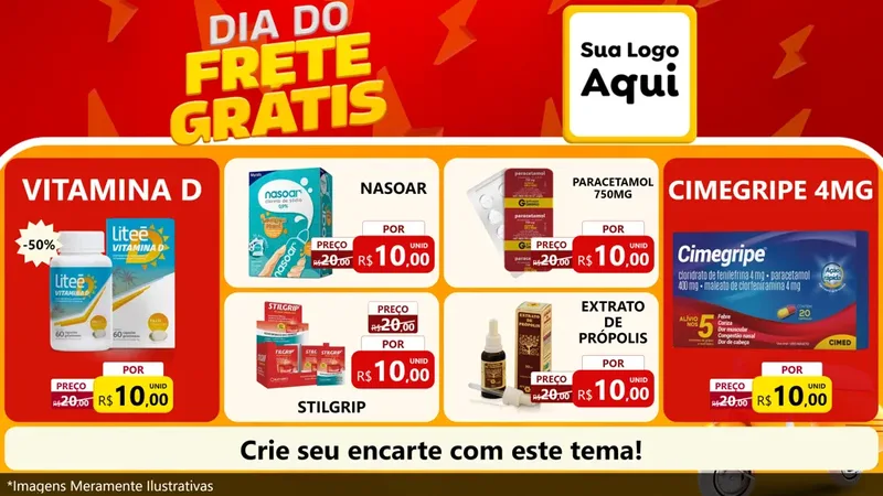 Modelo de TV para TV Horizontal com o tema Dia do Frete Grátis para Farmácia