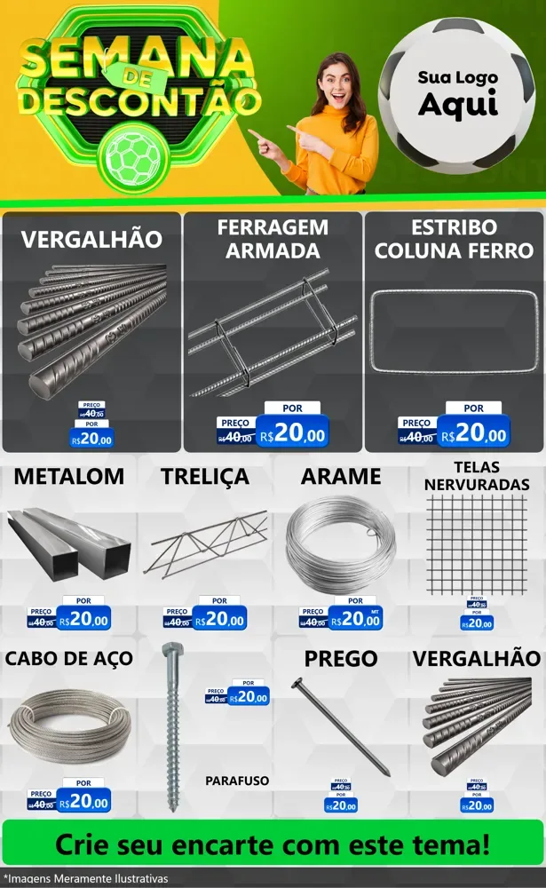 Modelo de Encarte para Encarte Grande com o tema Semana de Descontão - Copa para Ferragens