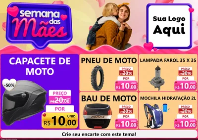 Modelo de Encarte para Encarte A4 Horizontal com o tema Semana das Mães para Moto peças