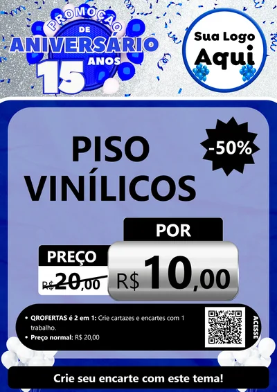 Modelo de Cartaz para Cartaz A4 Vertical com o tema Promoção de Aniversário - 15 Anos para Material para Construção