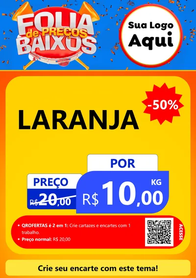 Modelo de Cartaz para Cartaz A4 Vertical com o tema Folia de Preços Baixos para Hortifrúti