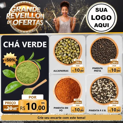 Modelo de Rede Social para Feed Facebook com o tema Grande Réveillon de Ofertas para Produtos Naturais