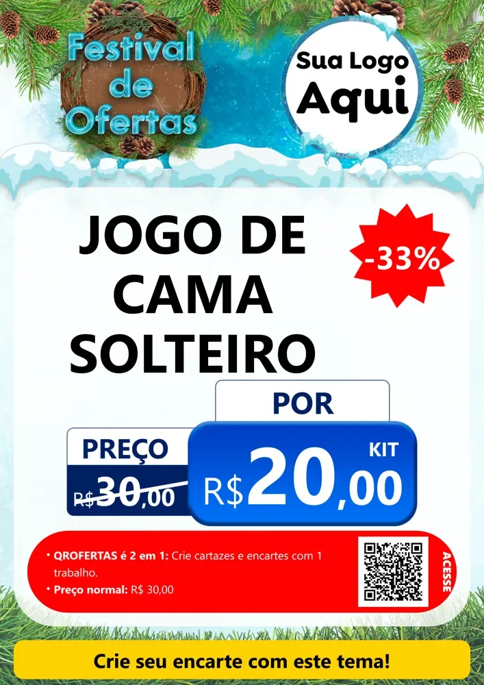Modelo de Cartaz para Cartaz A4 Vertical com o tema Festival de Ofertas - Inverno para Cama, Mesa e Banho