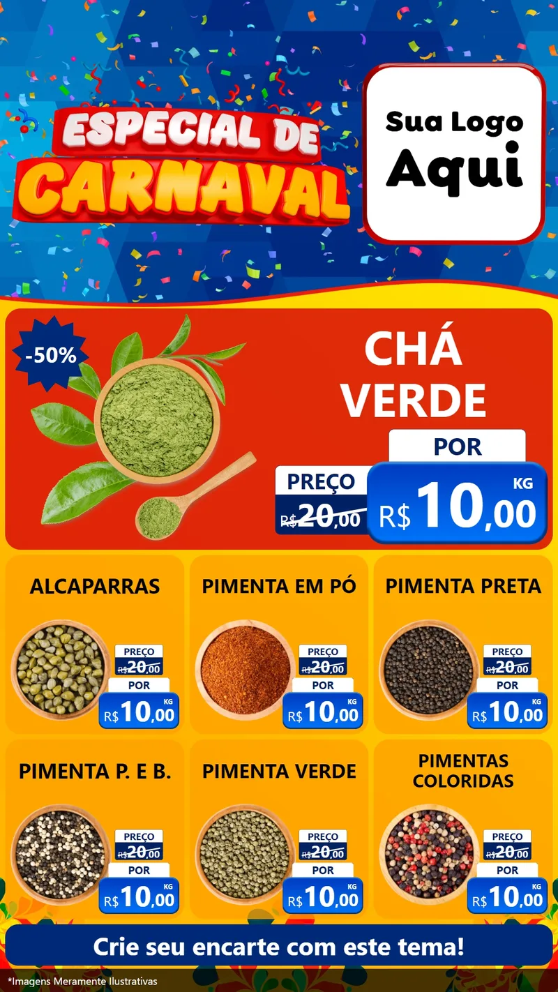 Modelo de Rede Social para Stories com o tema Especial de Carnaval para Produtos Naturais