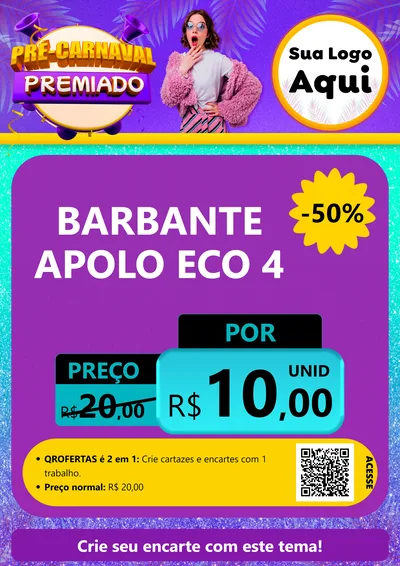 Modelo de Cartaz para Cartaz A4 Vertical com o tema Pré-Carnaval Premiado para Armarinho e Aviamentos